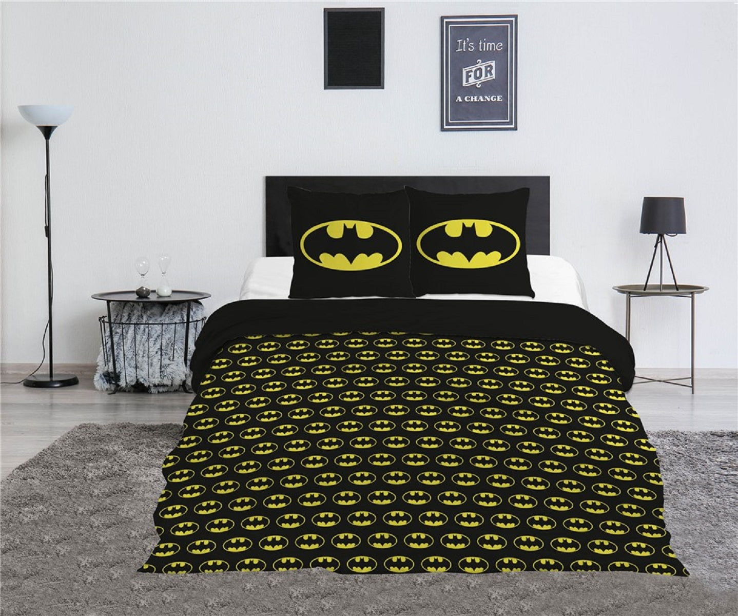 Batman 3-teiliges Bettwäsche-Set – 1x Deckenbezug (240x220) & 2x Kissenbezug (63x63 cm) aus Mikrofaser