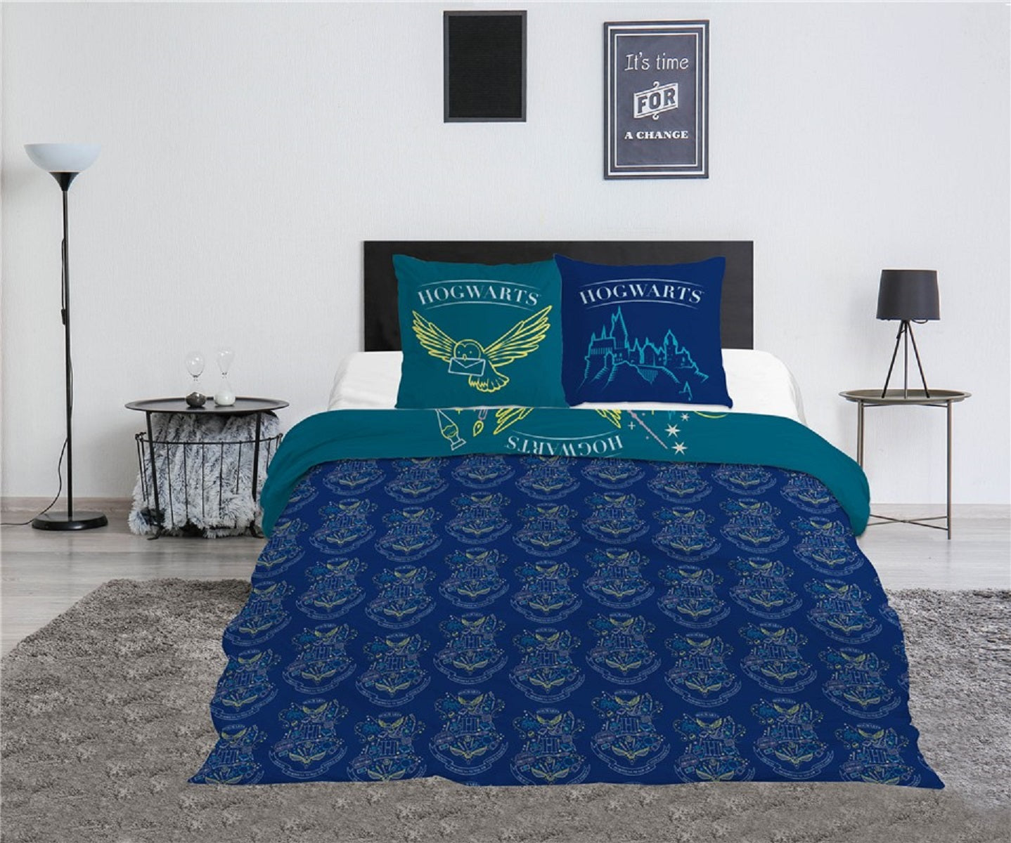 Harry Potter Doppelbettwäsche Set – 1x Deckenbezug 240x220 cm & 2x Kissenbezüge 63x63 cm