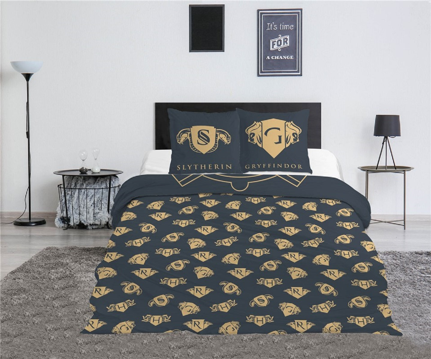 Harry Potter Doppelbettwäsche Set – 1x Deckenbezug 240x220 cm & 2x Kissenbezüge 63x63 cm aus Polyester