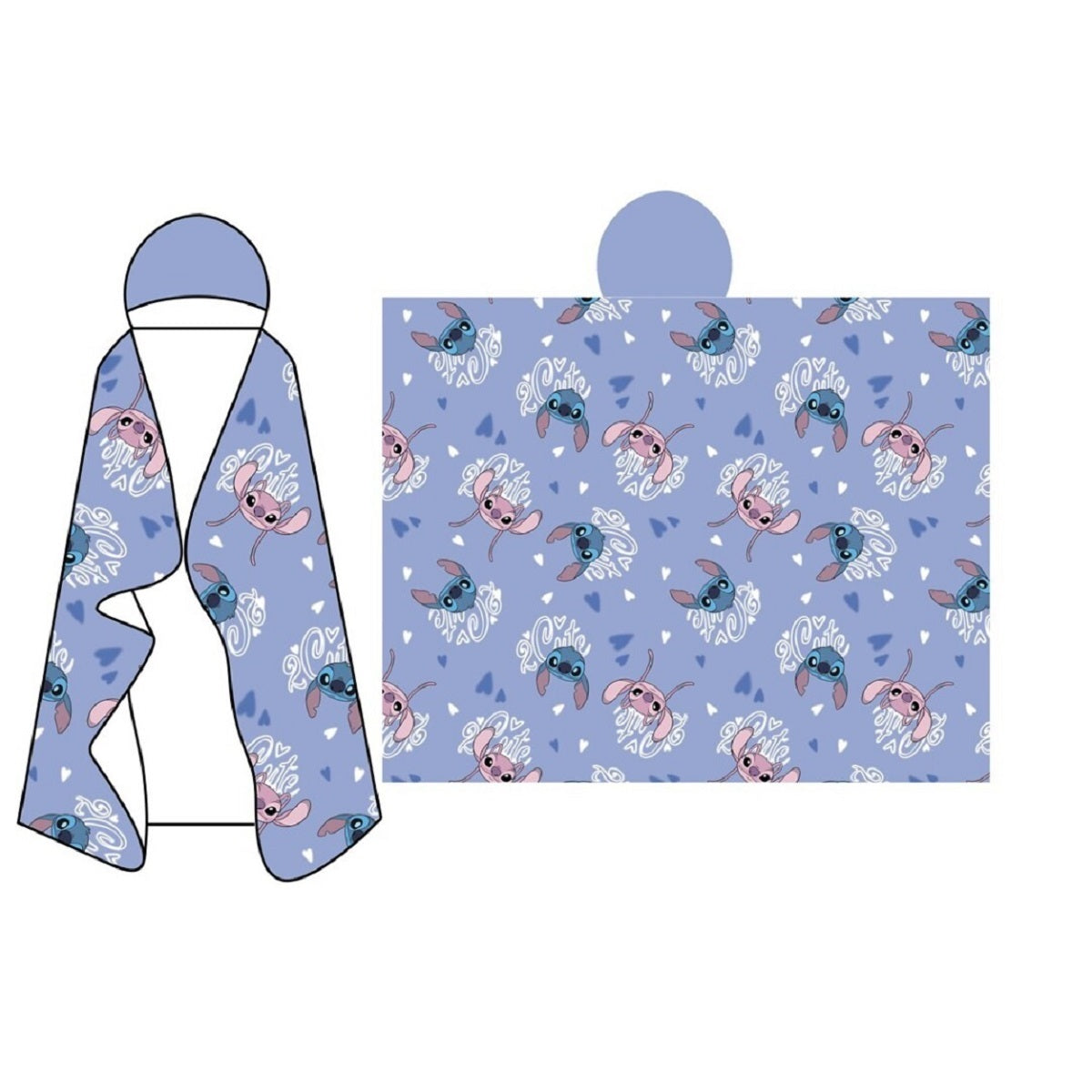 Lilo & Stitch Kuscheldecke mit Kapuze für Kinder – weich & wärmend – 120x150 cm