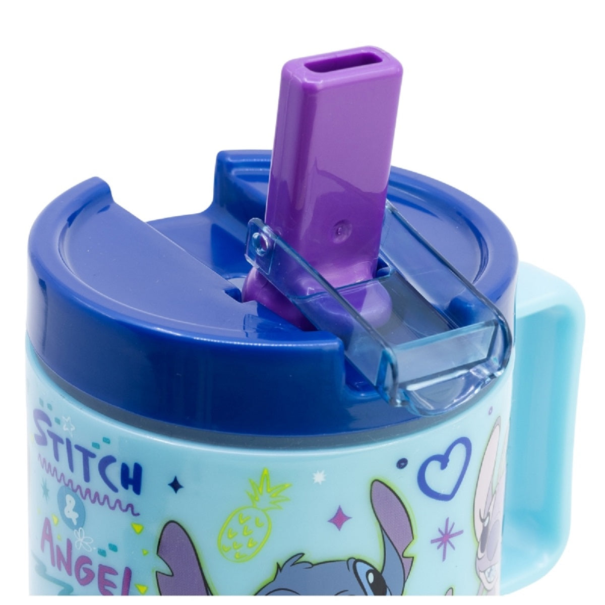 Lilo & Stitch Becher Mikrowellengeeigneter Kunststoffbecher 530 ml mit Schraubdeckel – Motivbecher für Kinder