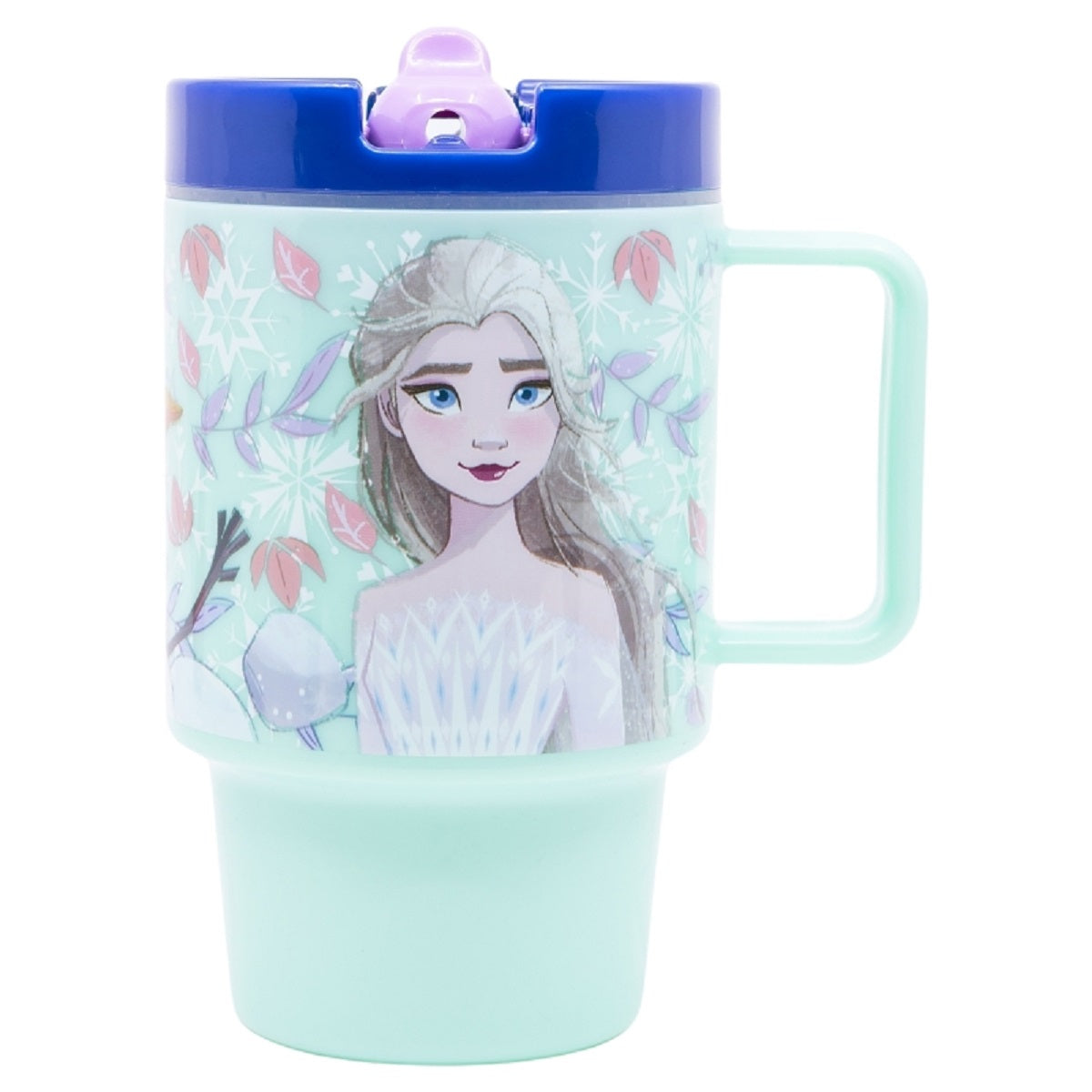 Disney Frozen Becher Mikrowellengeeigneter Kunststoffbecher 530  ml mit Schraubdeckel – Motivbecher für Kinder