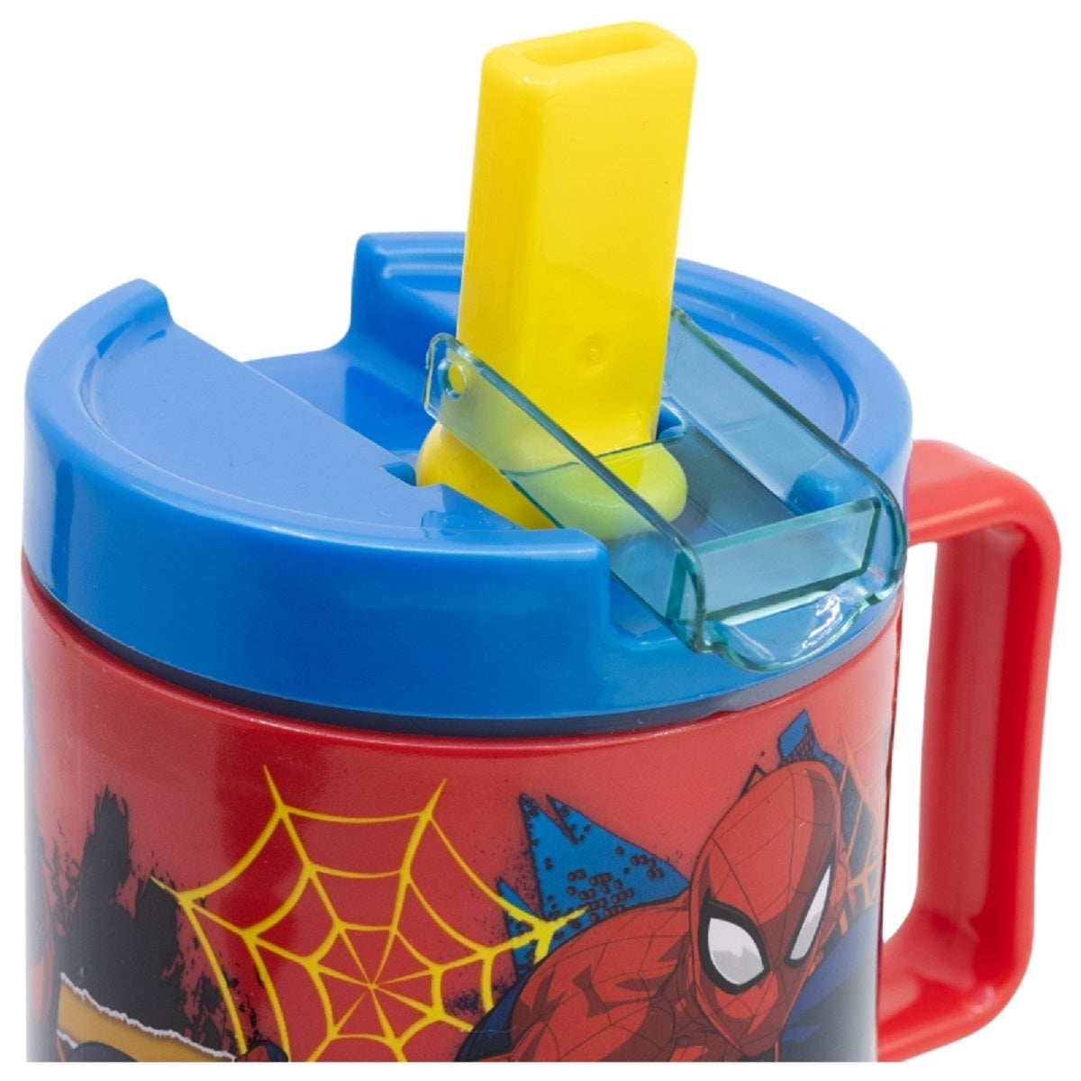 Spiderman Becher Mikrowellengeeigneter Kunststoffbecher 530  ml mit Schraubdeckel – Motivbecher für Kinder