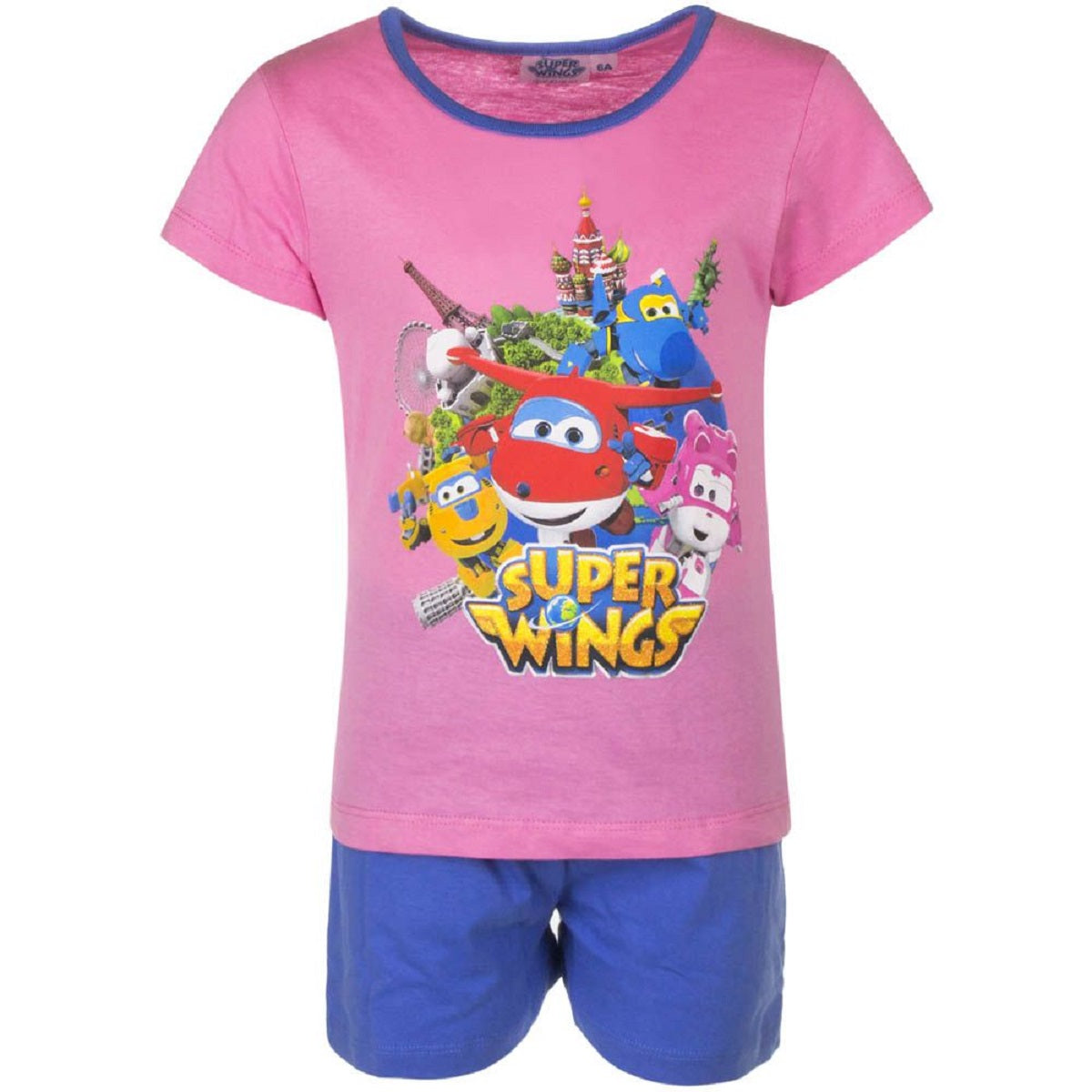 Super Wings Pyjama-Set aus Baumwolle kurzer Schlafanzug Shortama für Mädchen