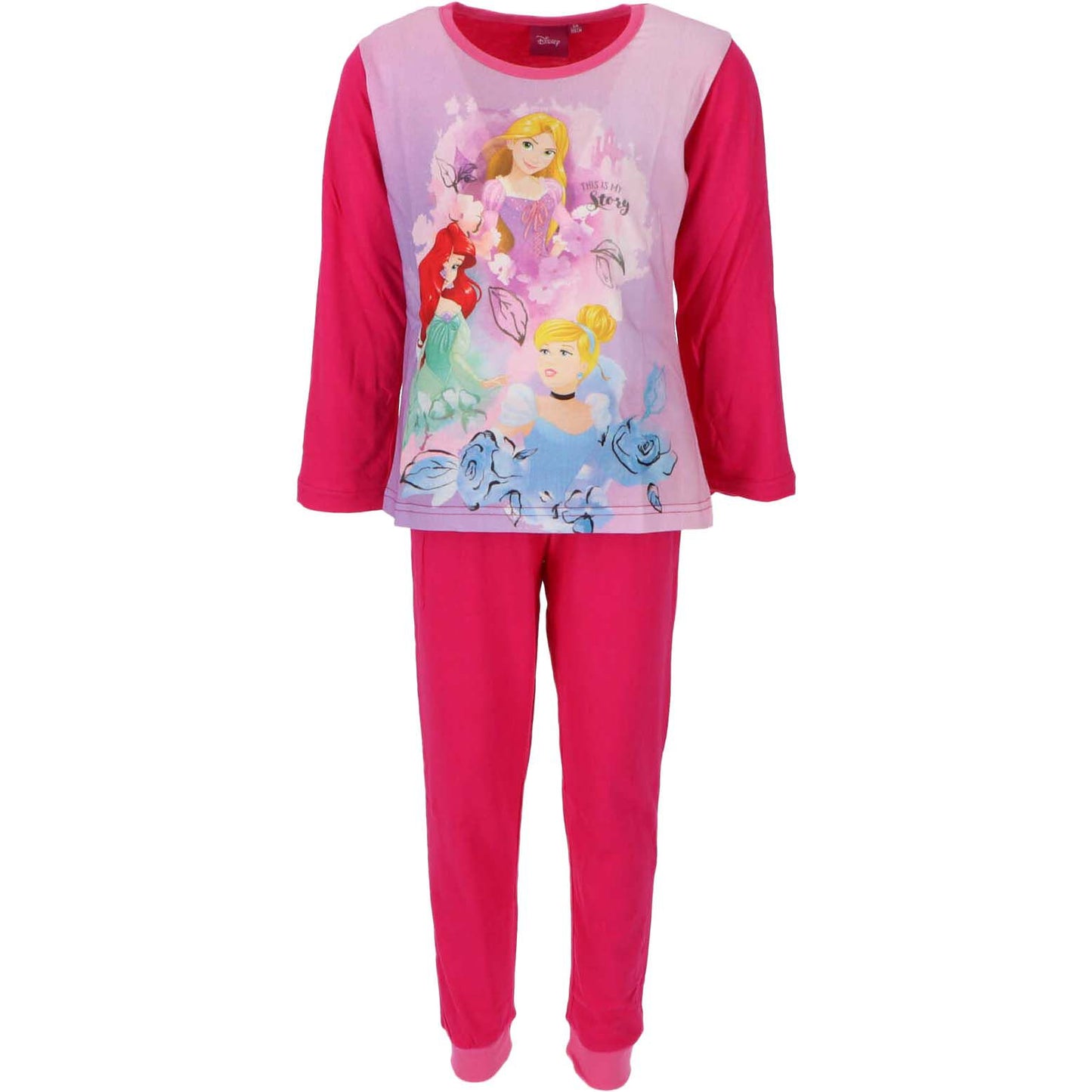 Disney Prinzessinnen Pyjama weicher Schlafanzug aus 100% Baumwolle für Kinder