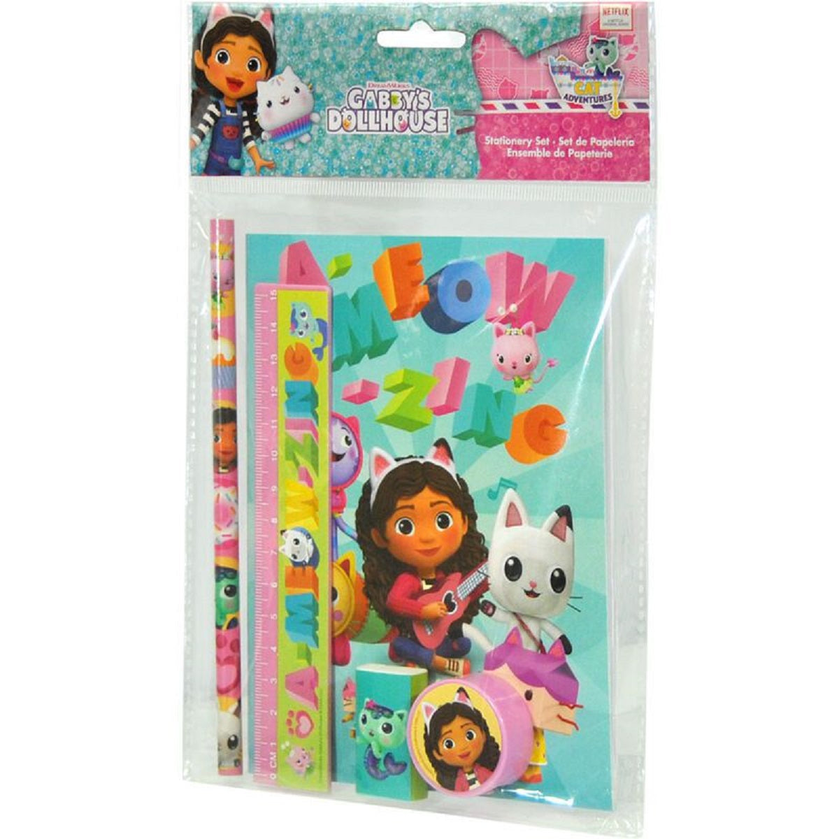 Gabby's Dollhouse Schreibset für Kinder – Notizbuch, Aufkleber, Stift, Radiergummi & Zettelblock