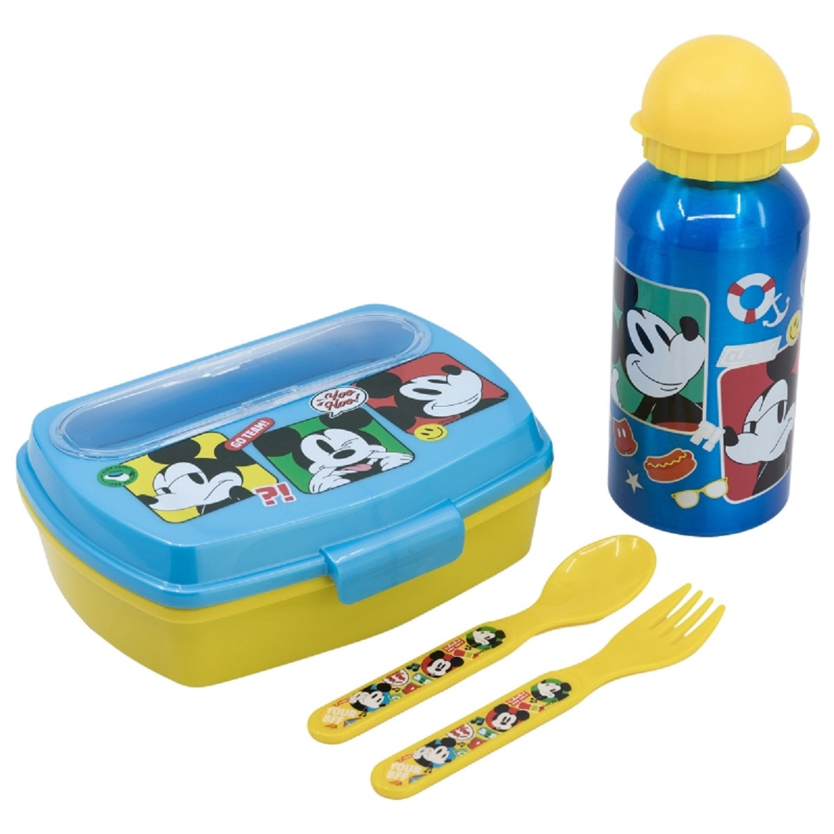 Disney Mickey 4er Set Trust The Journey Aluminiumflasche, Snackbox und mehr