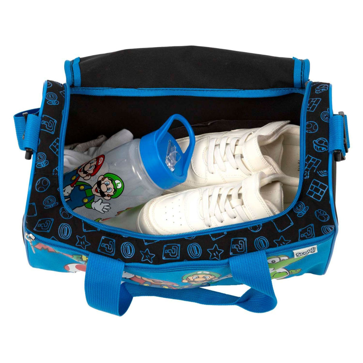 Super Mario Sporttasche für Kinder mit großem Stauraum 35 × 16 × 23 cm