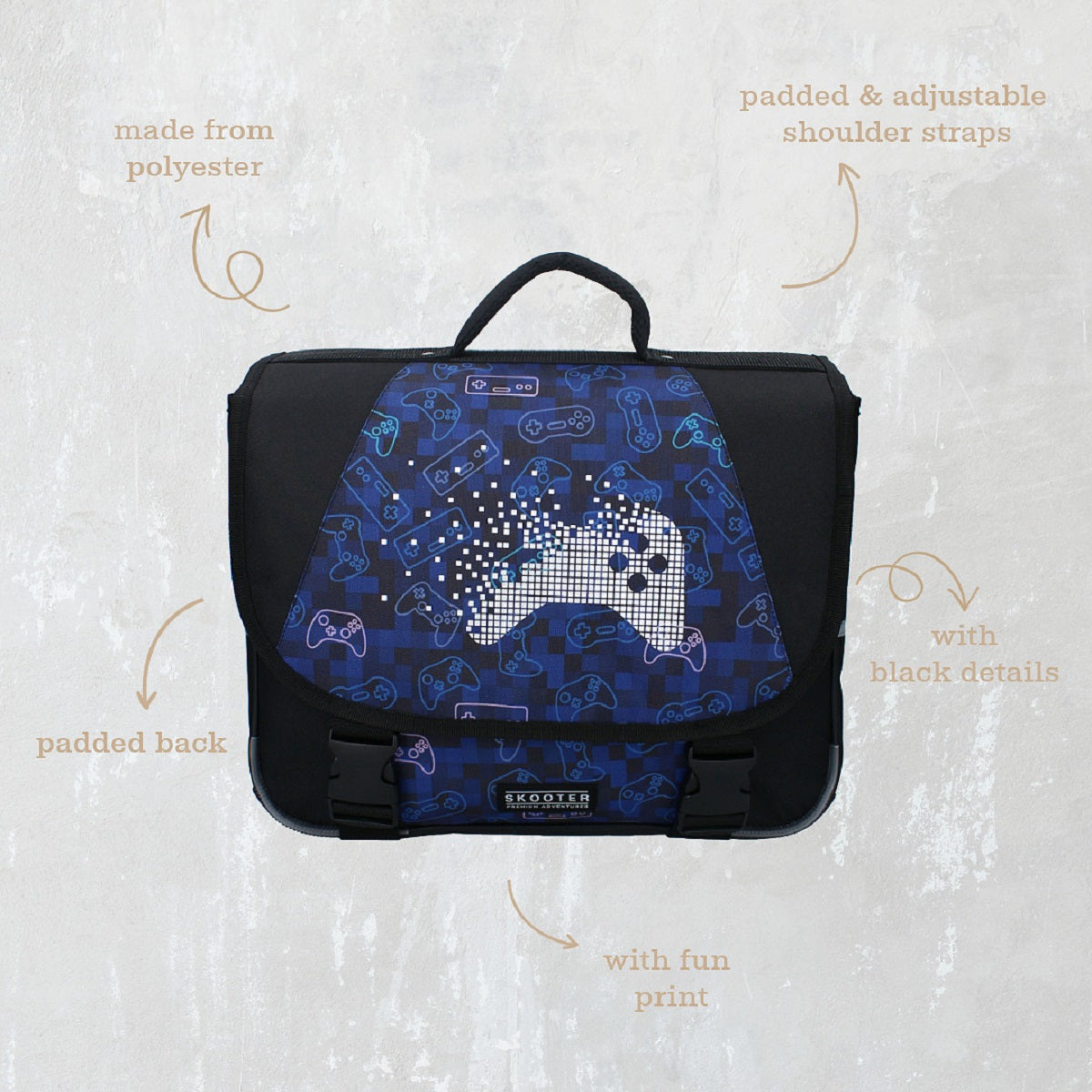 Skooter Rucksack Schule Jungen Gaming Schulranzen mit Vordertasche