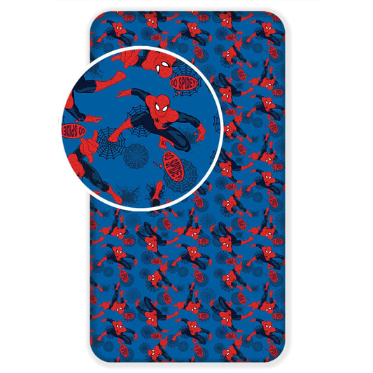 Spiderman Spannbetttuch – Baumwoll-Bettlaken für Kinderbett (90x200 + 25 cm)