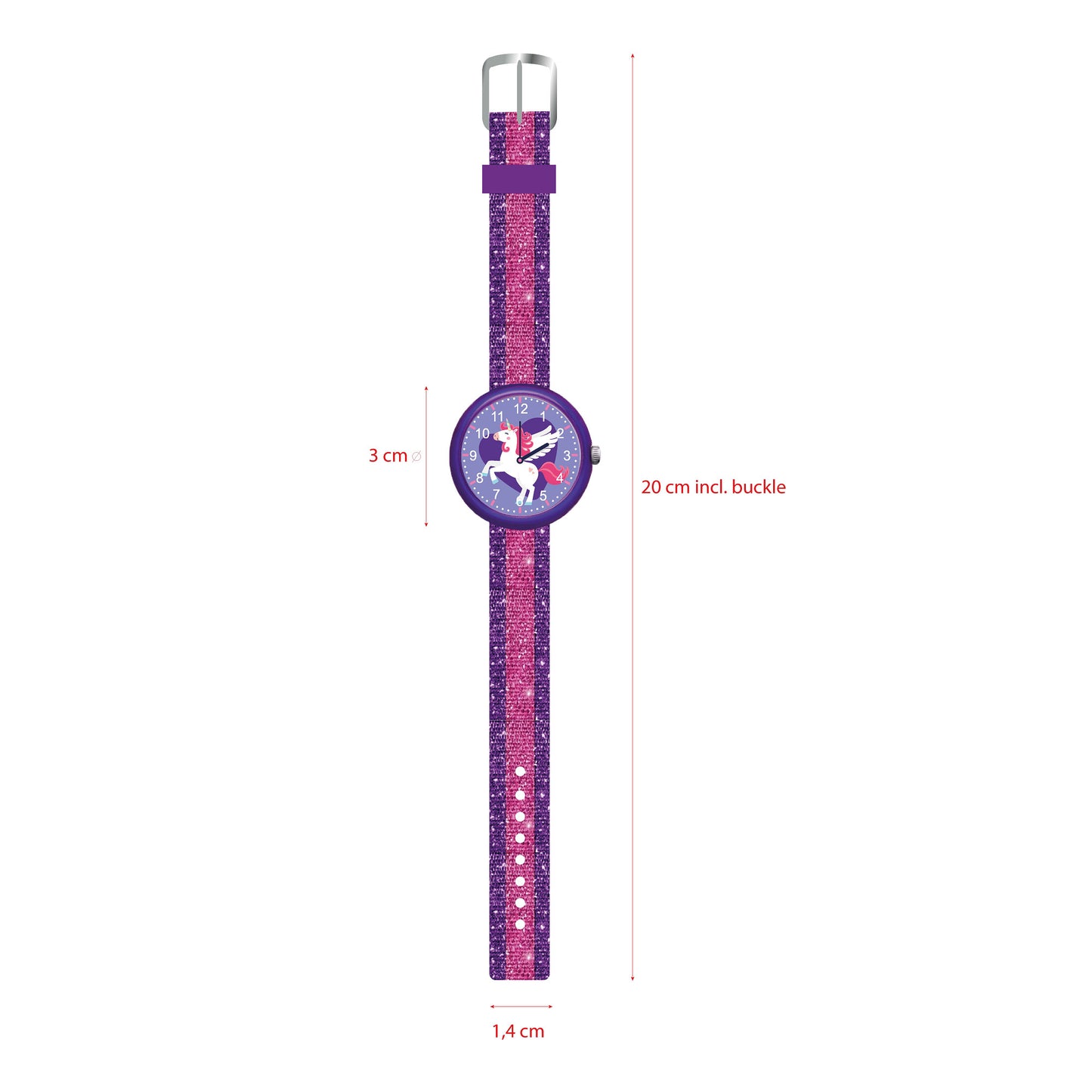 Prêt Kids Time! Kinderuhr – Einhorn-Design, Glitzer-Armband & verstellbarer Verschluss