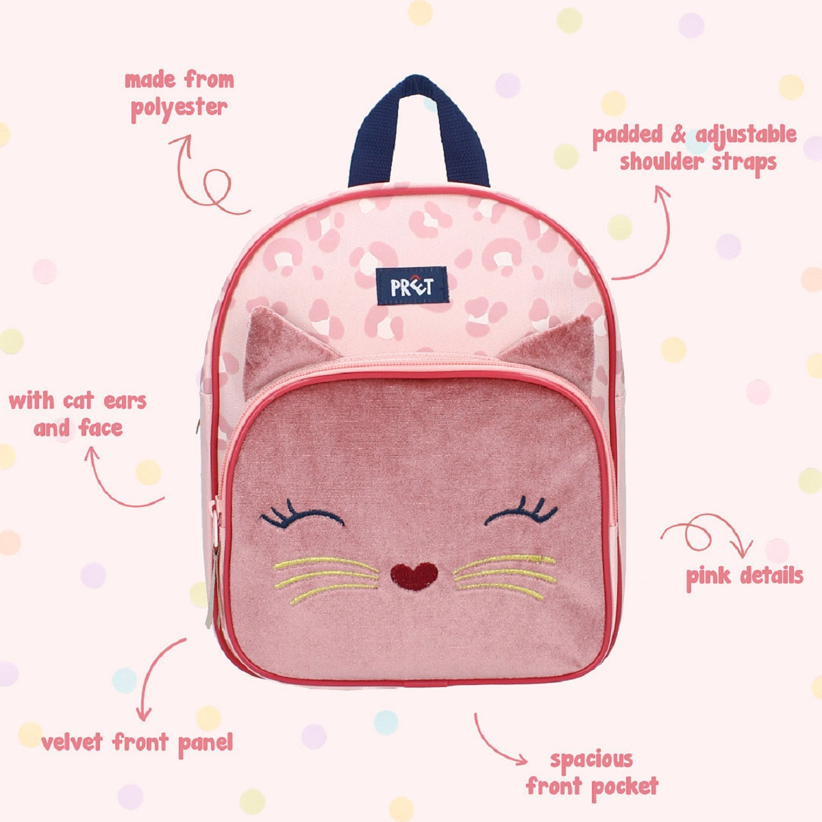 Prêt Rucksack Giggle – Süßer Kinder-Rucksack mit Katzengesicht