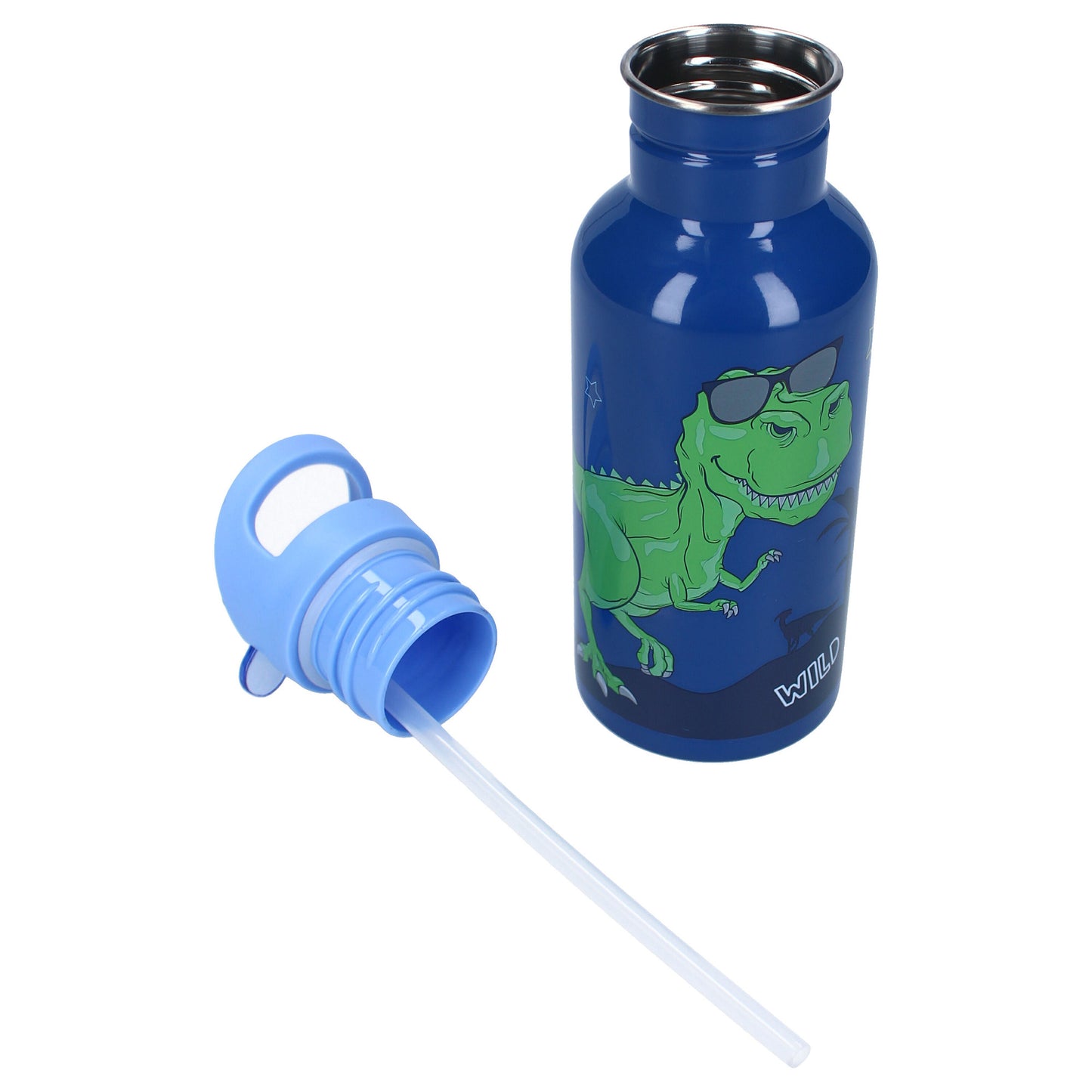 Prêt Trinkflasche für Kinder 500ml, Dinosaurier-Motiv & ausklappbarer Strohhalm