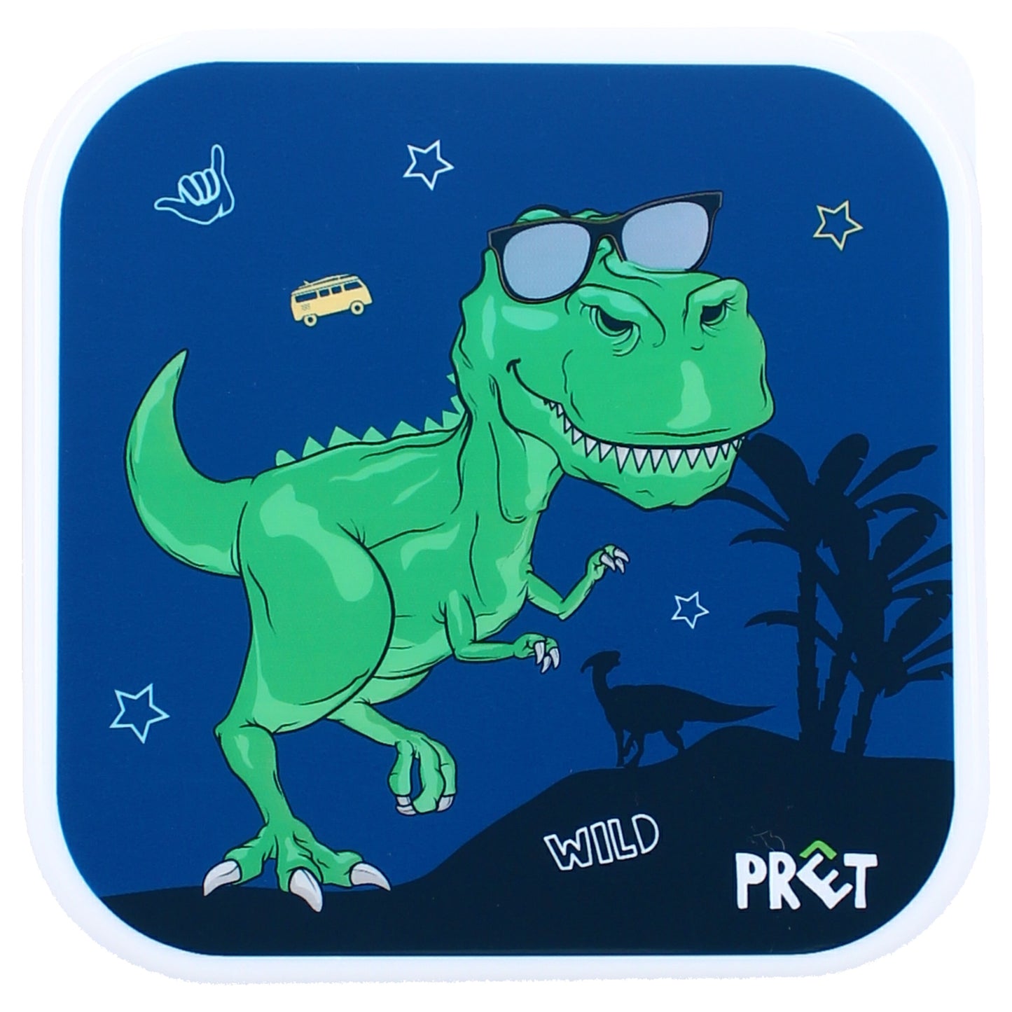 Prêt Snackbox Brotdose 3-in-1 – Dino Design, stapelbare Behälter für Kinder