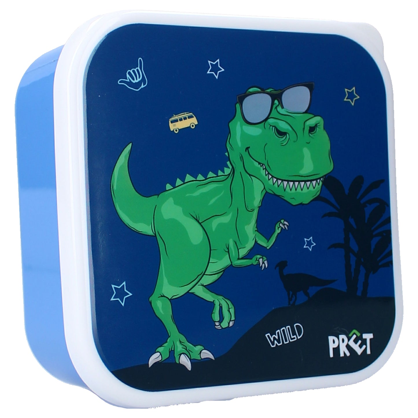 Prêt Snackbox Brotdose 3-in-1 – Dino Design, stapelbare Behälter für Kinder