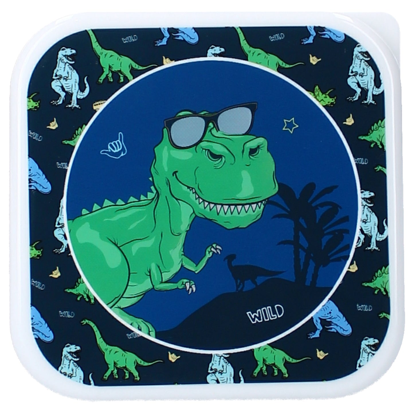 Prêt Snackbox Brotdose 3-in-1 – Dino Design, stapelbare Behälter für Kinder