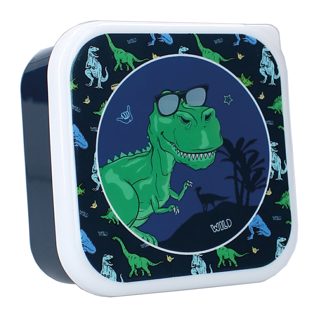 Prêt Snackbox Brotdose 3-in-1 – Dino Design, stapelbare Behälter für Kinder