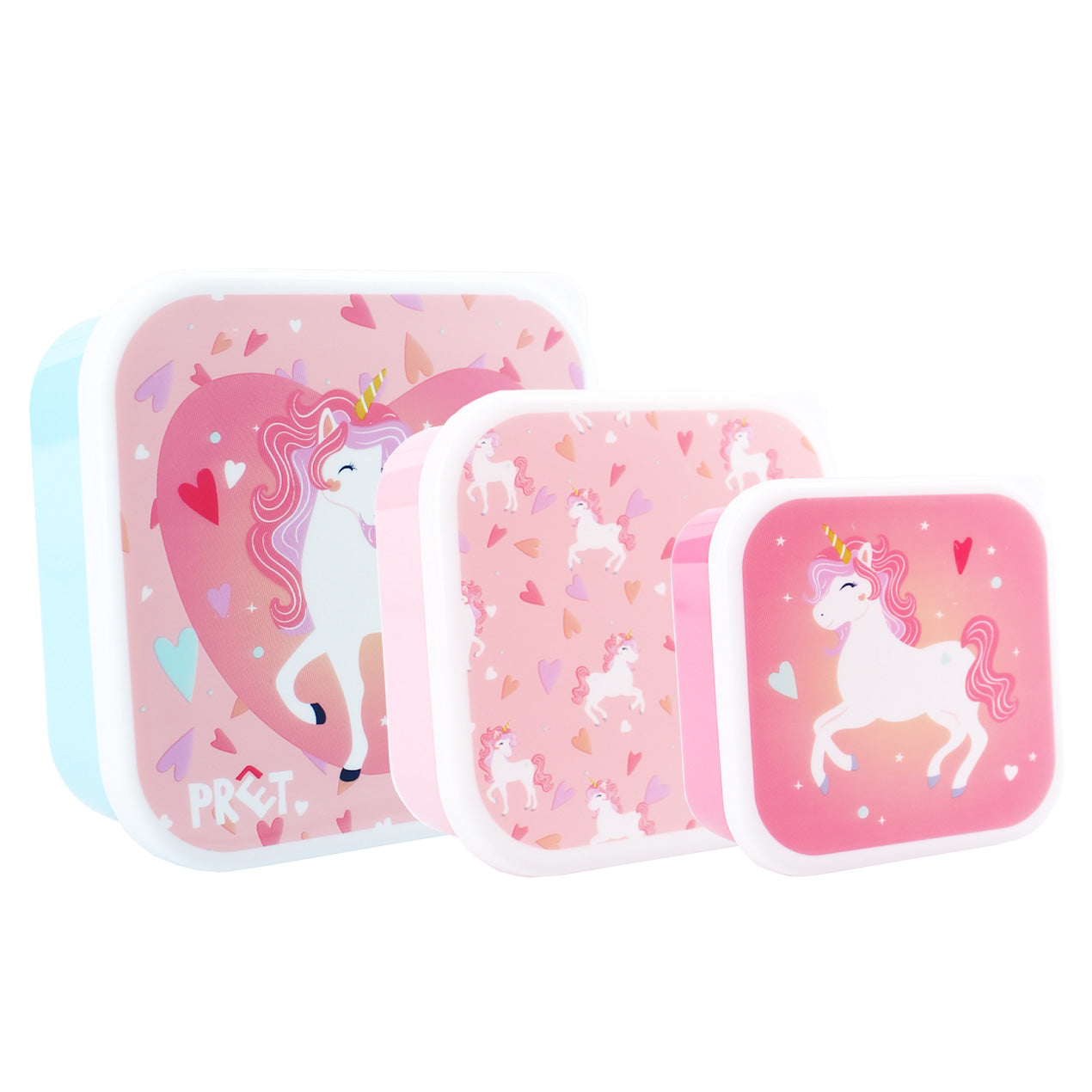 Prêt Snackbox Lunchbox 3-in-1 – Einhorn Design, stapelbare Behälter für Kinder