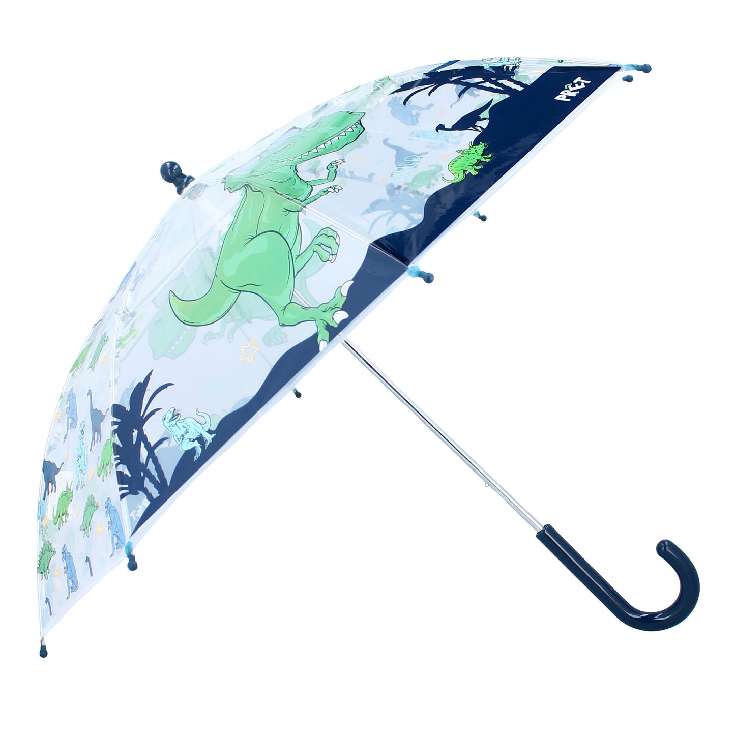 Prêt Kinder-Regenschirm ⌀ 71 cm Dino-Design, blau & durchsichtig