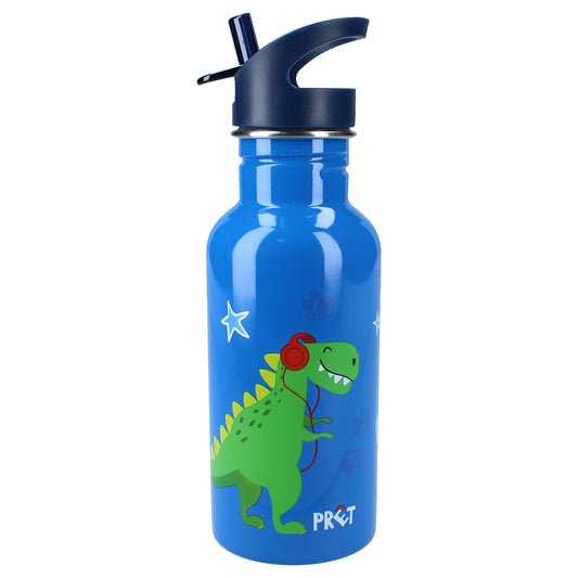 Prêt Trinkflasche Kinder – 500 ml Dino Blau mit Strohhalm