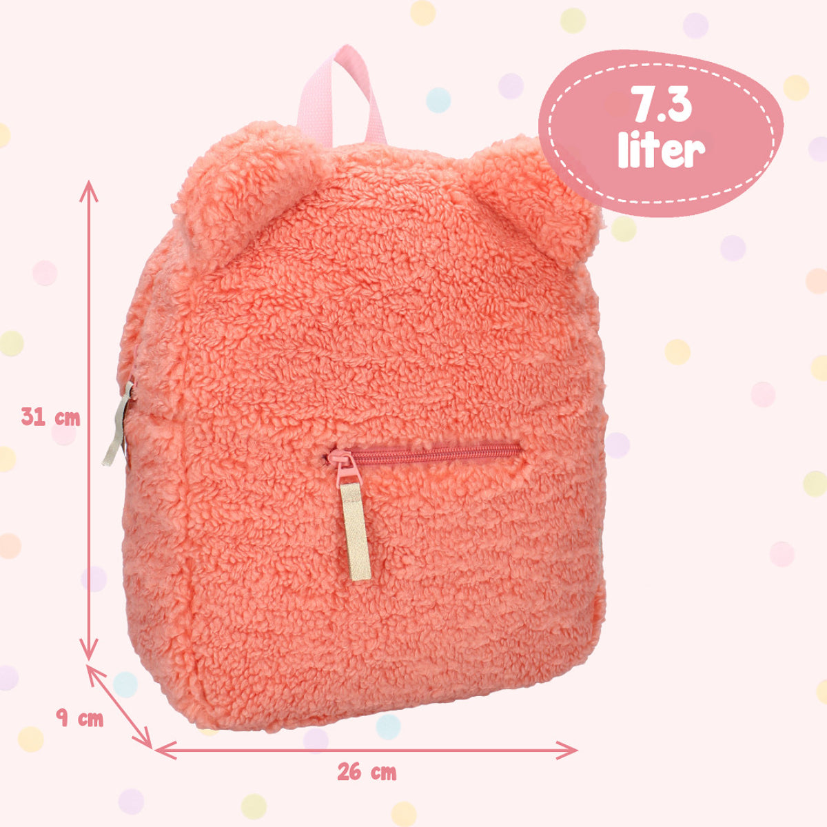 Prêt Kinderrucksack Teddy – Weicher Tagesrucksack in Peach mit verstellbaren Trägern