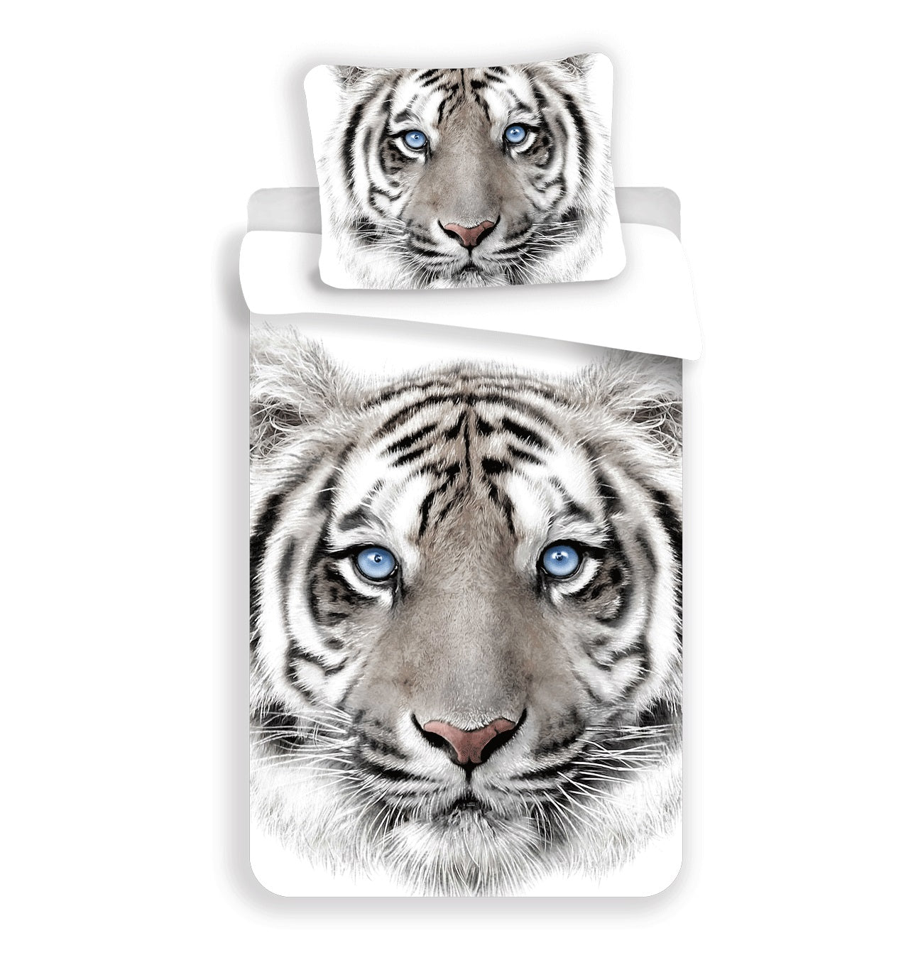 White Tiger Baumwolle Bettwäsche – Bettbezug 140x200 cm & Kissenbezug 70x90 cm