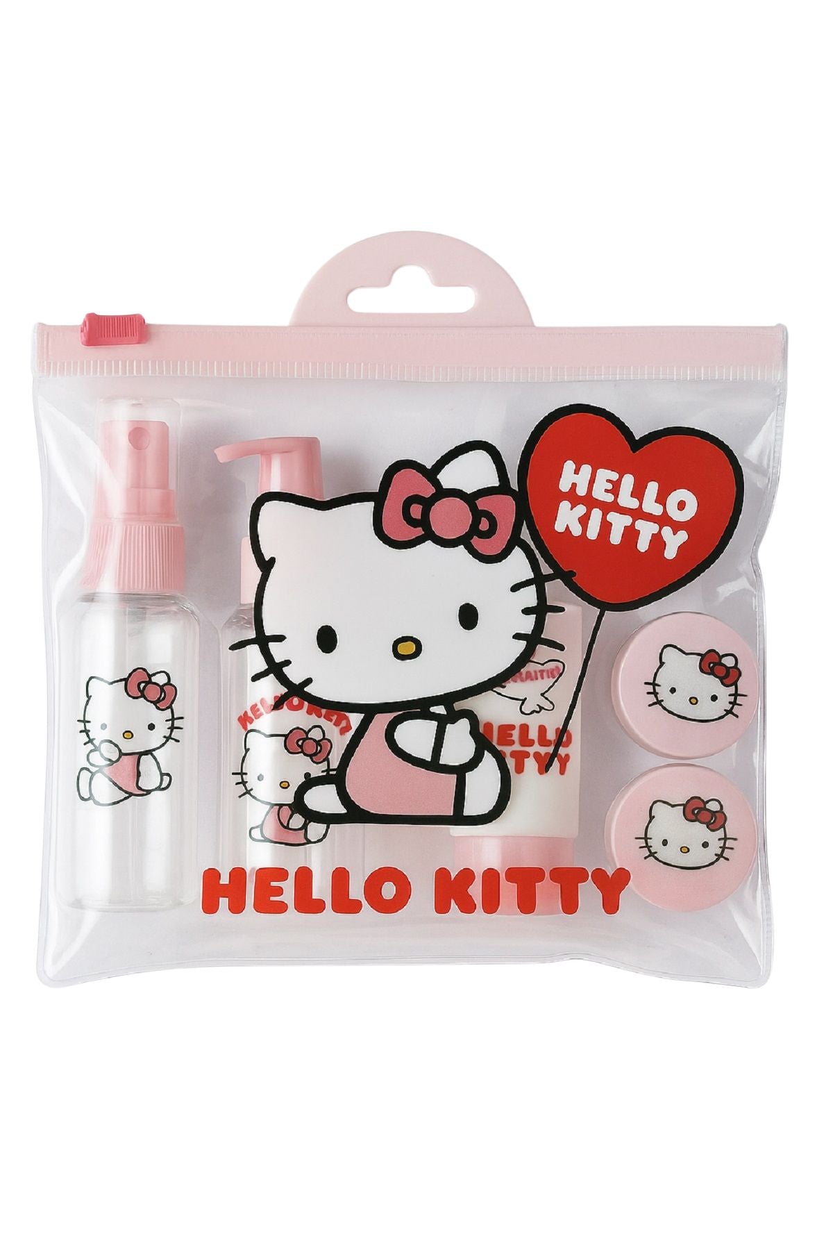 Hello Kitty Reiseset Nachfüllbare Kosmetikflaschen im praktischen Reisebeutel