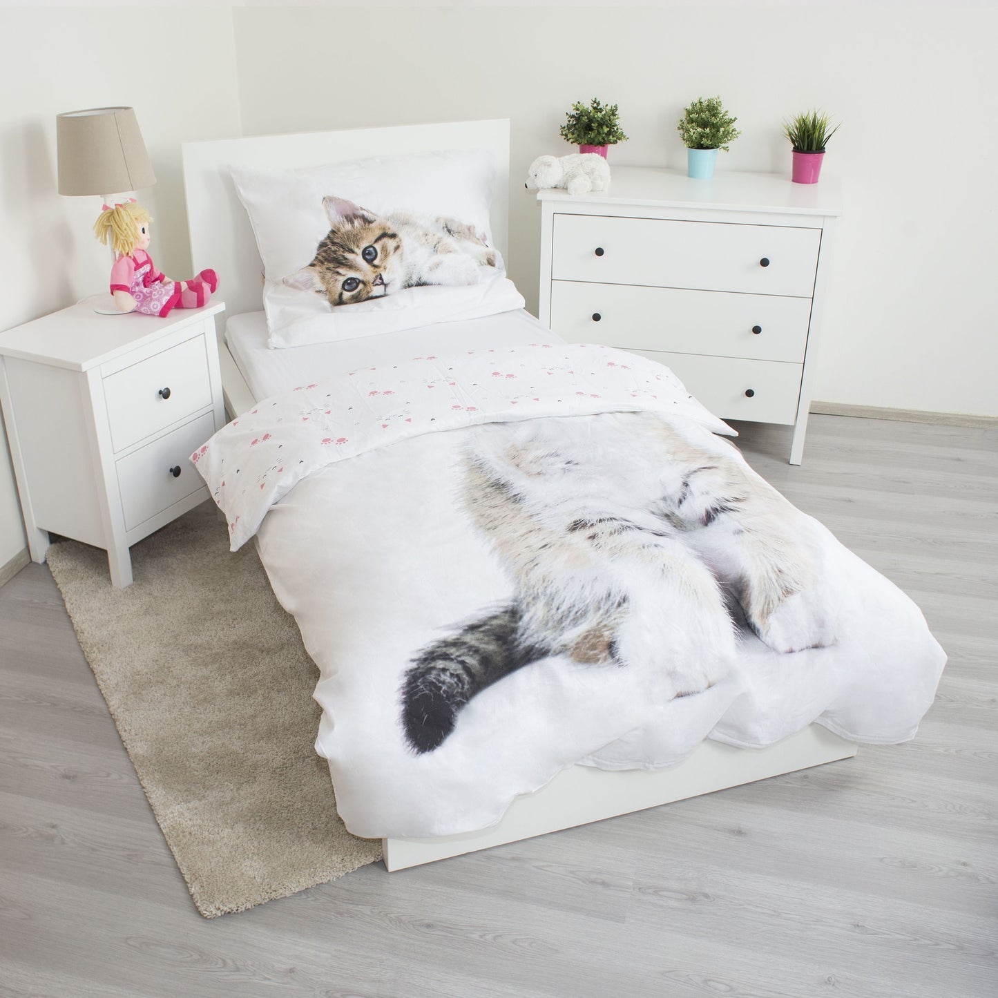 Kitten Design Kuschelige Bettwäsche Baumwolle, 140x200 cm & 70x90 cm