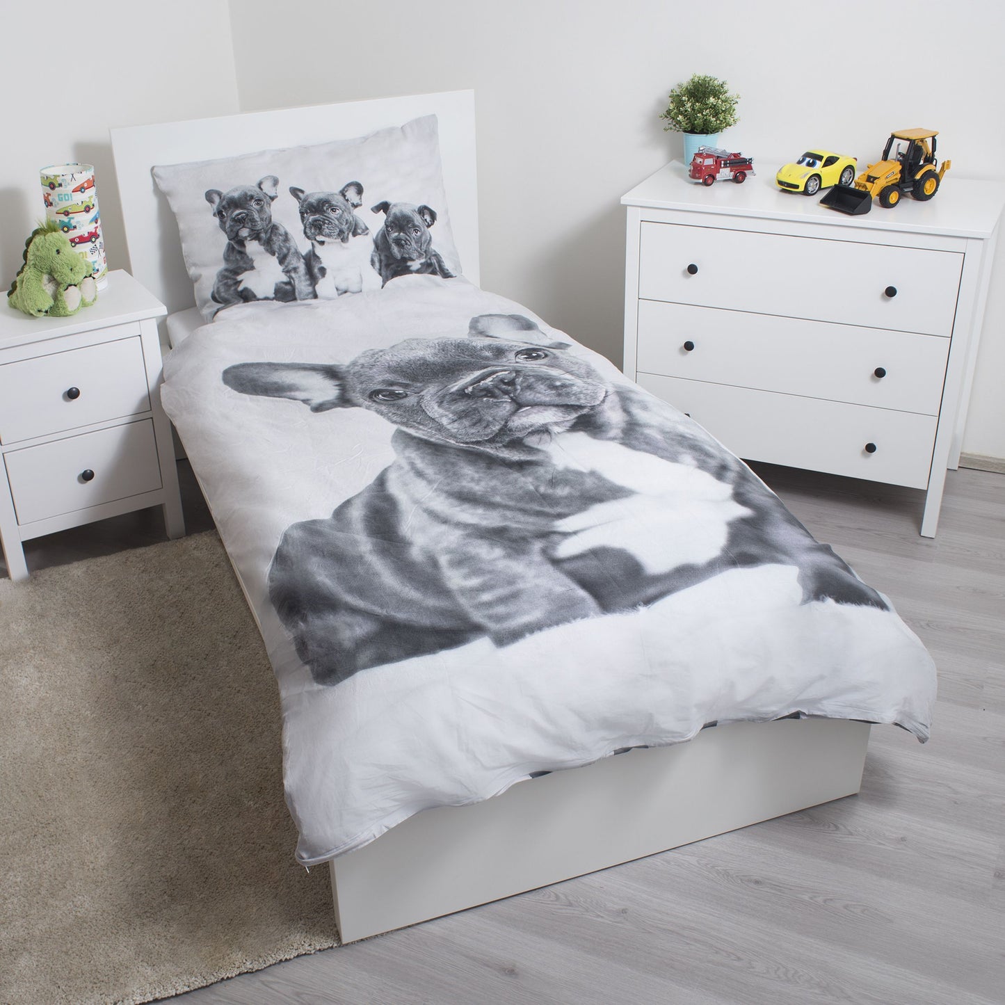 Bulldog Baumwolle Bettwäsche – Bettbezug 140x200 cm & Kissenbezug 70x90 cm