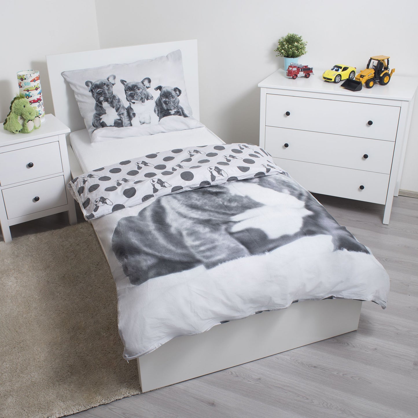 Bulldog Baumwolle Bettwäsche – Bettbezug 140x200 cm & Kissenbezug 70x90 cm