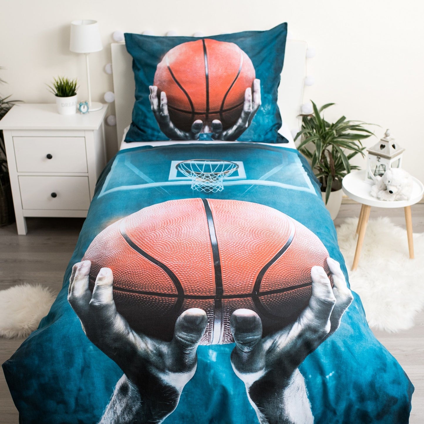 Basketball Baumwolle Bettwäsche – Bettbezug 140x200 cm & Kissenbezug 70x90 cm