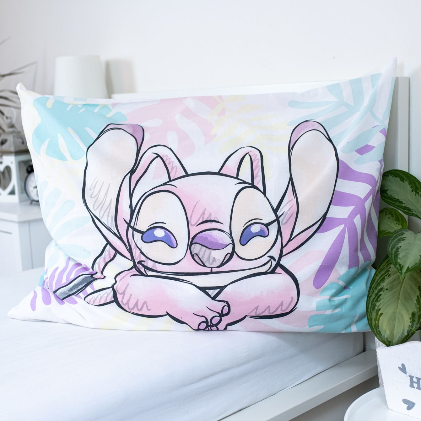 Lilo & Stitch Baumwoll-Bettwäsche 140x200 cm Deckenbezug + 70x90 cm Kissenbezug mit Reißverschluss