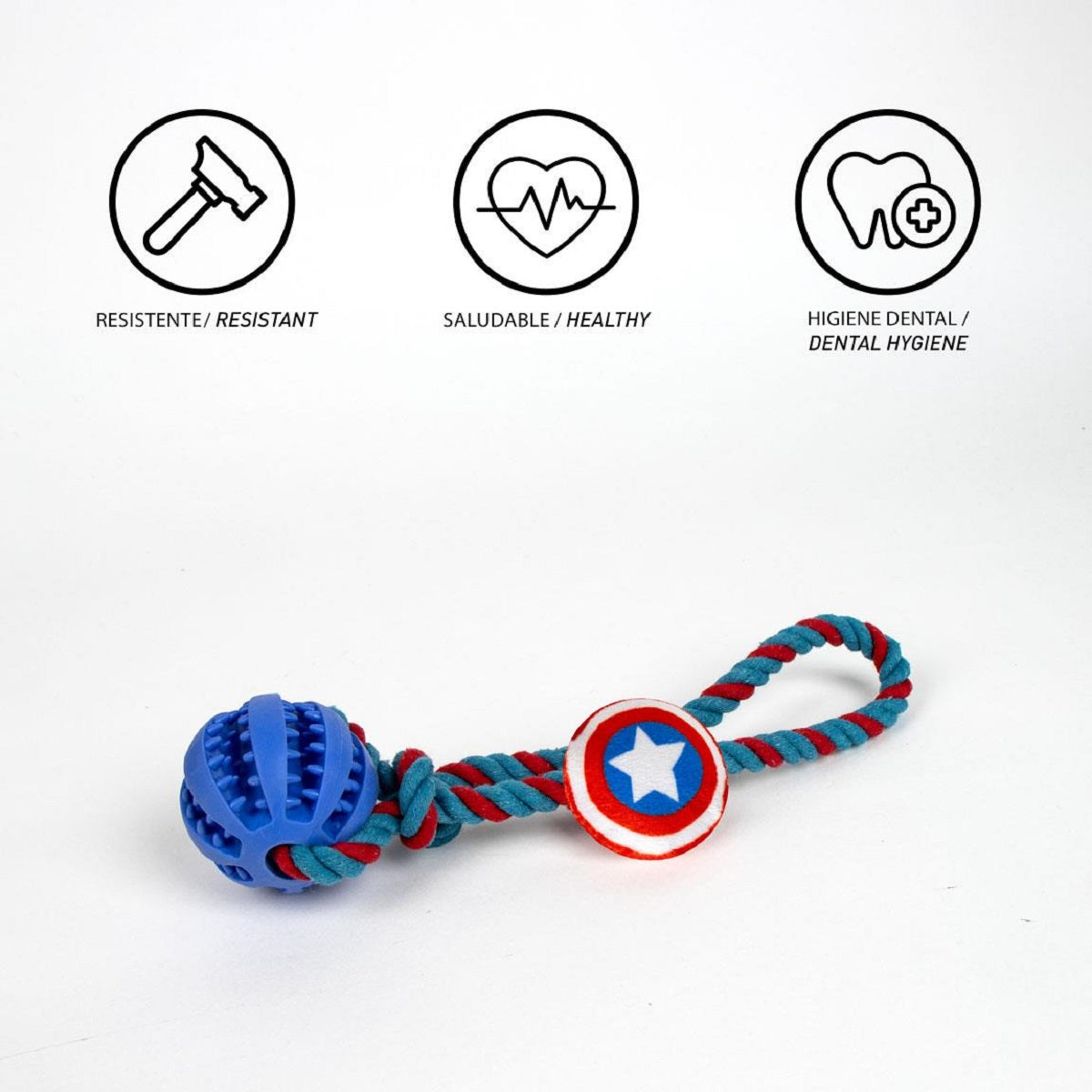 Avengers Hundespielzeug Ball mit Seil – Für Zerrspiele & Wurfspaß