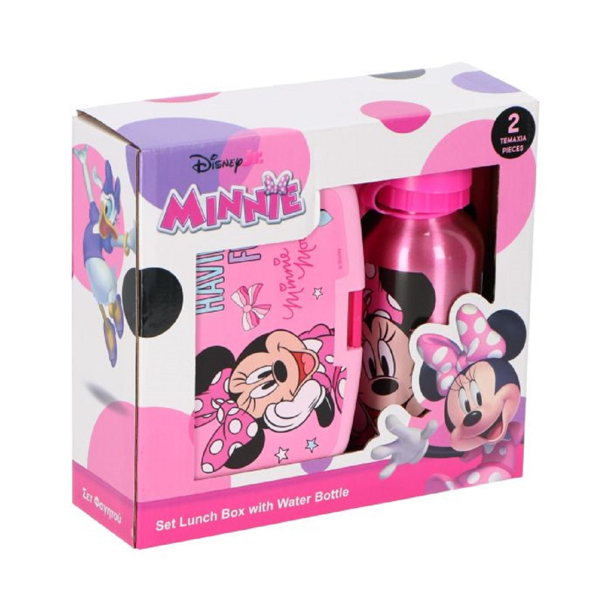 Disney Minnie Mouse Lunchpaket mit Lunchbox und 400 ml Trinkflasche für Kinder