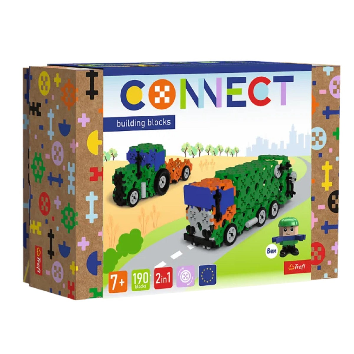 Connect 2in1 Bausatz Müllwagen oder Traktor – Kreativspielzeug aus 190 Bausteinen für Kinder ab 5 Jahren