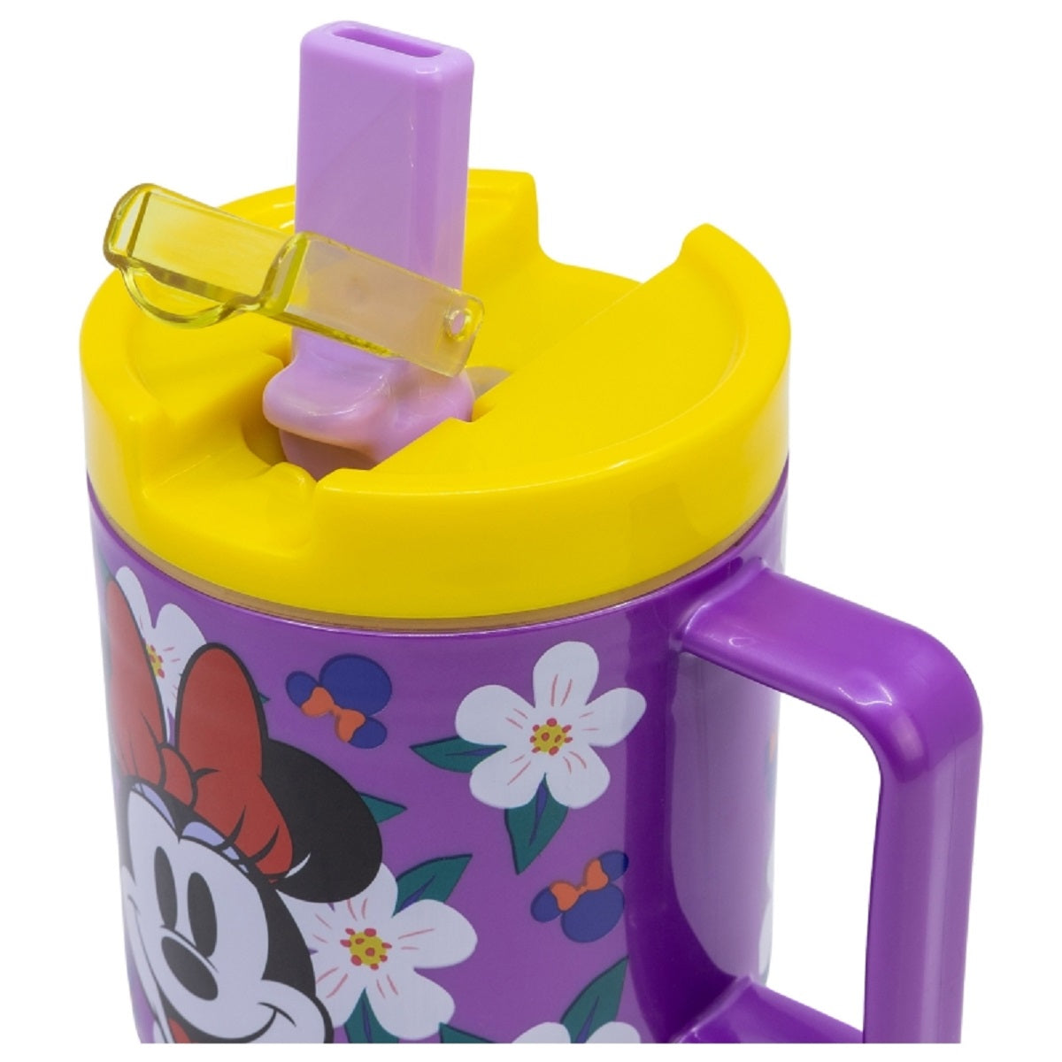 Disney Minnie Mouse Becher Mikrowellengeeigneter Kunststoffbecher 530 ml mit Schraubdeckel – Motivbecher für Kinder