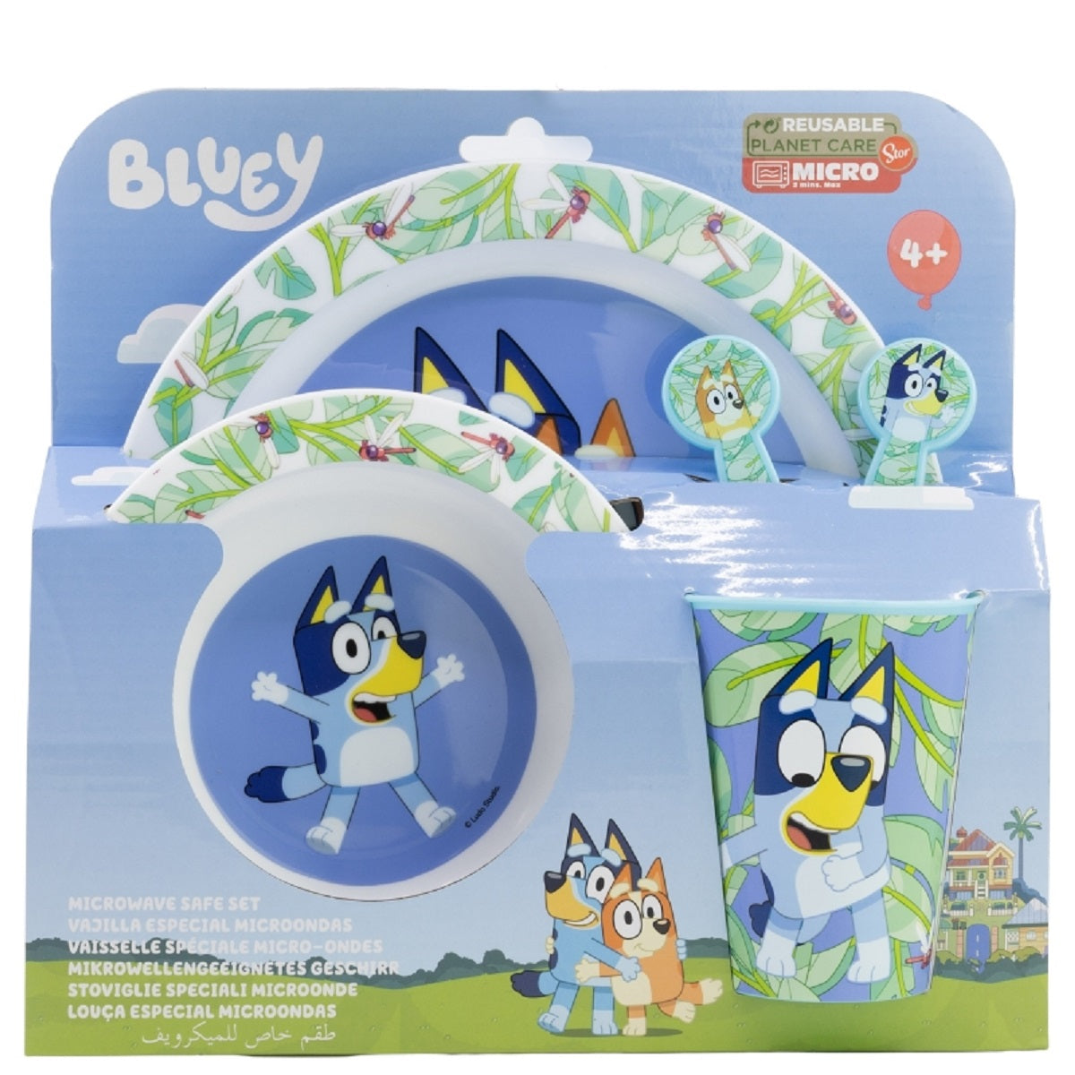 Bluey Teller-Set Mikrowellengeeignet 5-teiliges Kindergeschirr mit rutschfestem Boden