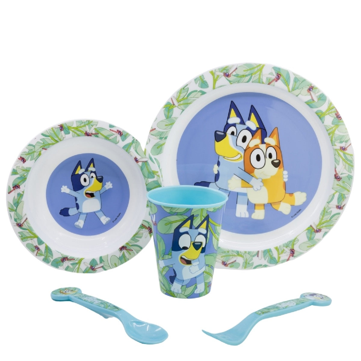 Bluey Teller-Set Mikrowellengeeignet 5-teiliges Kindergeschirr mit rutschfestem Boden