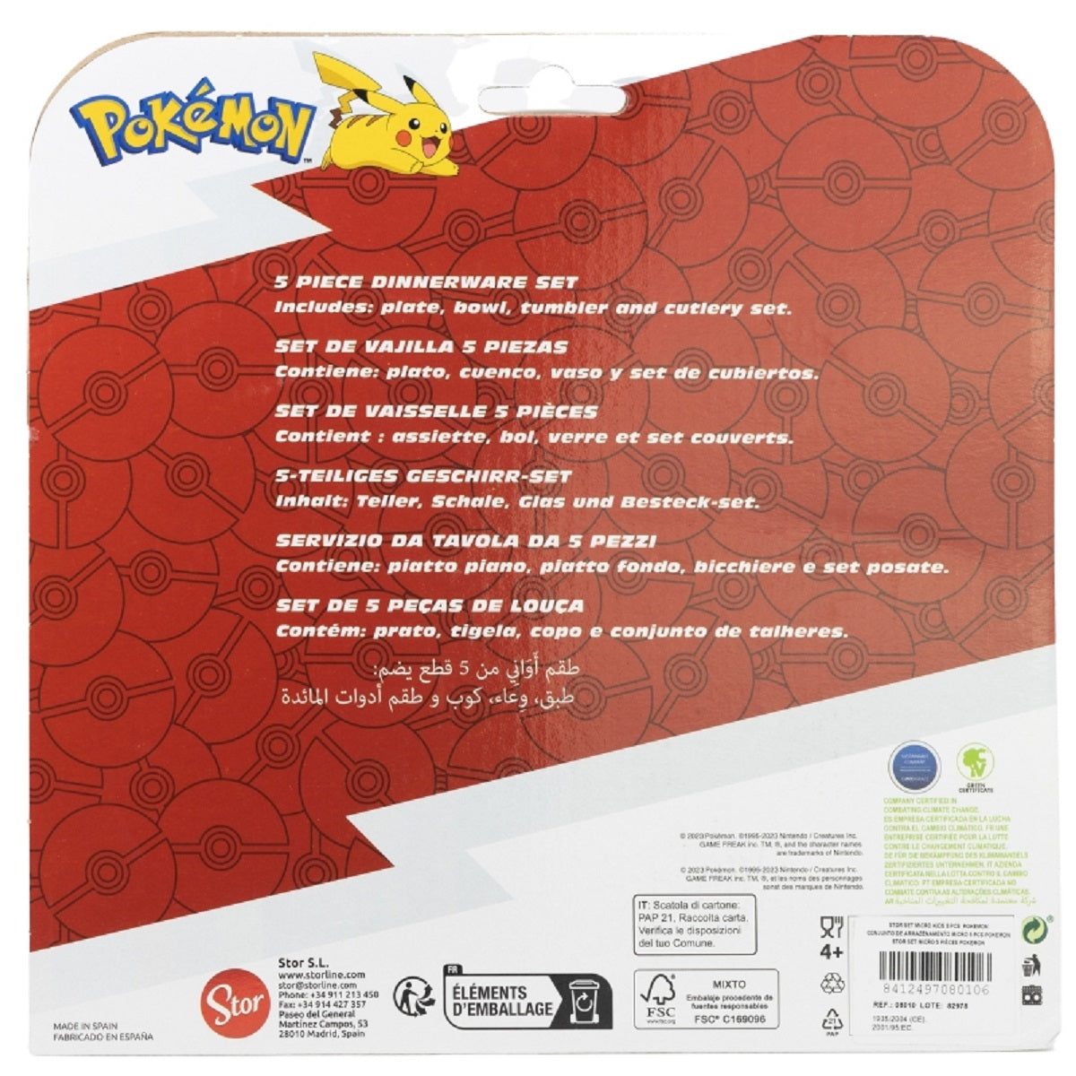 Pokemon Teller-Set Mikrowellengeeignet 5-teiliges Kindergeschirr mit rutschfestem Boden