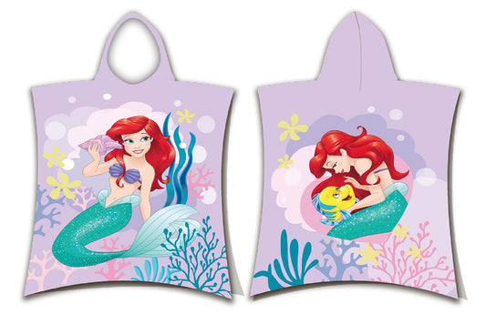 Disney Ariel Kinder-Strandponcho aus Baumwolle 50x115 cm