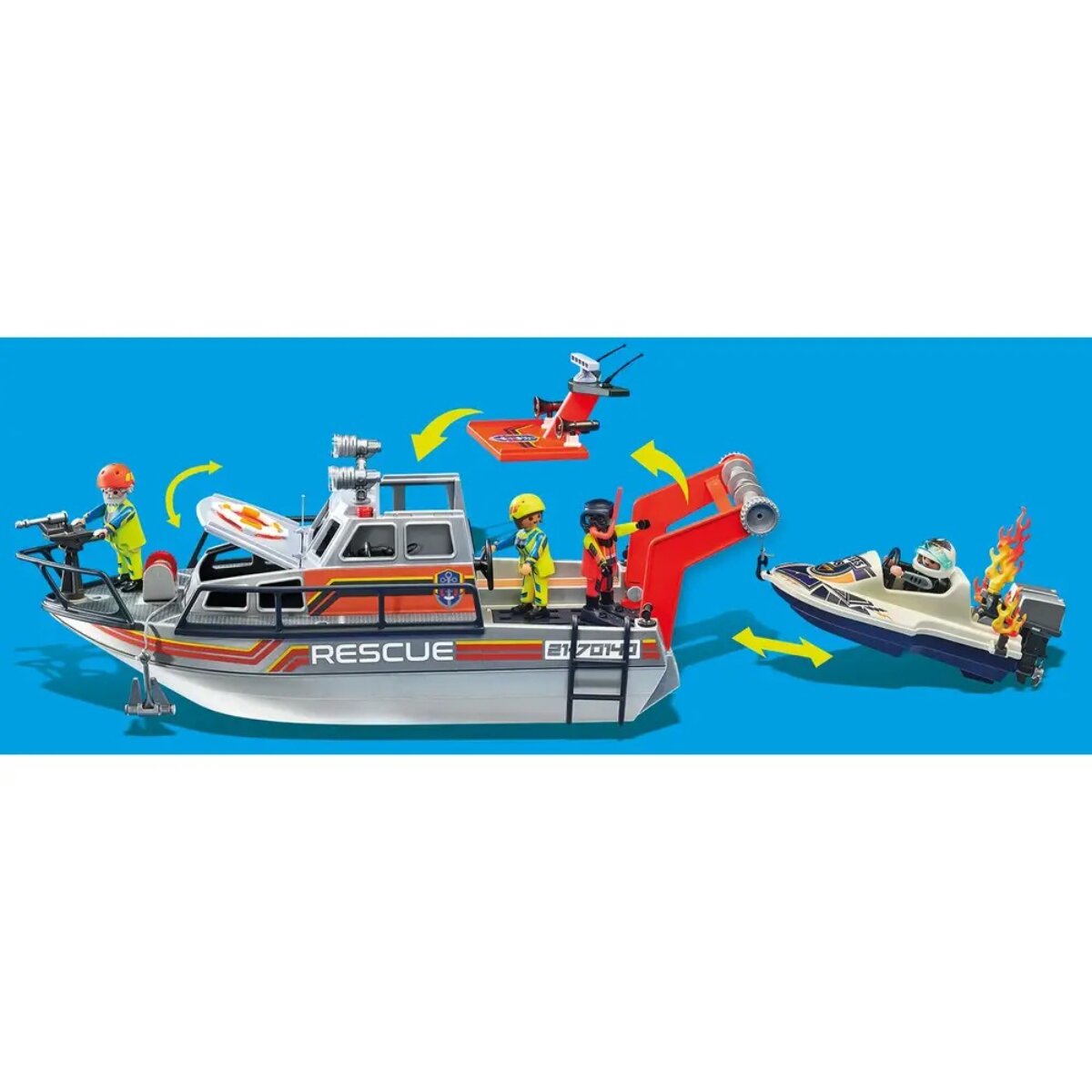 PLAYMOBIL Feuerwehr Set – Rettungseinsatz auf dem Wasser
