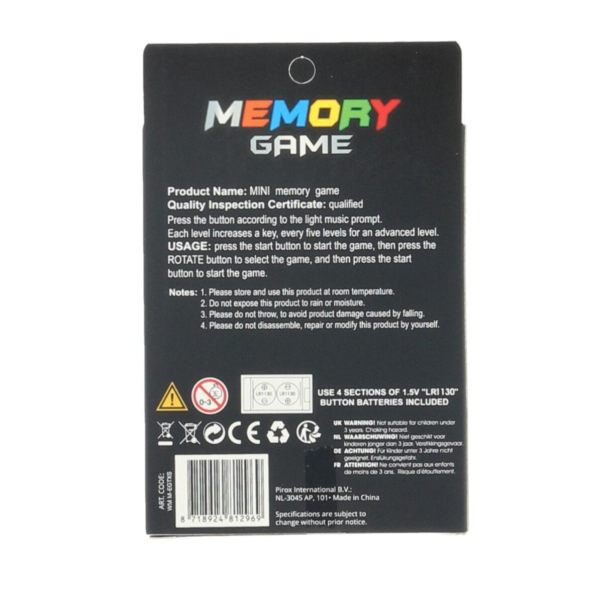 Jollity Works Mini Memory Game – Keychain Gedächtnisspiel Elektronisches Schlüsselanhänger-Spiel