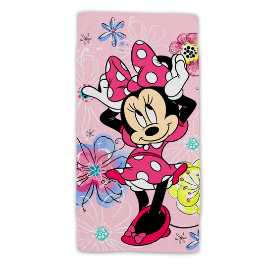 Disney Minnie Mouse Baumwolle Strandtuch Frottee Badetuch mit Premium Druck, 70x140 cm
