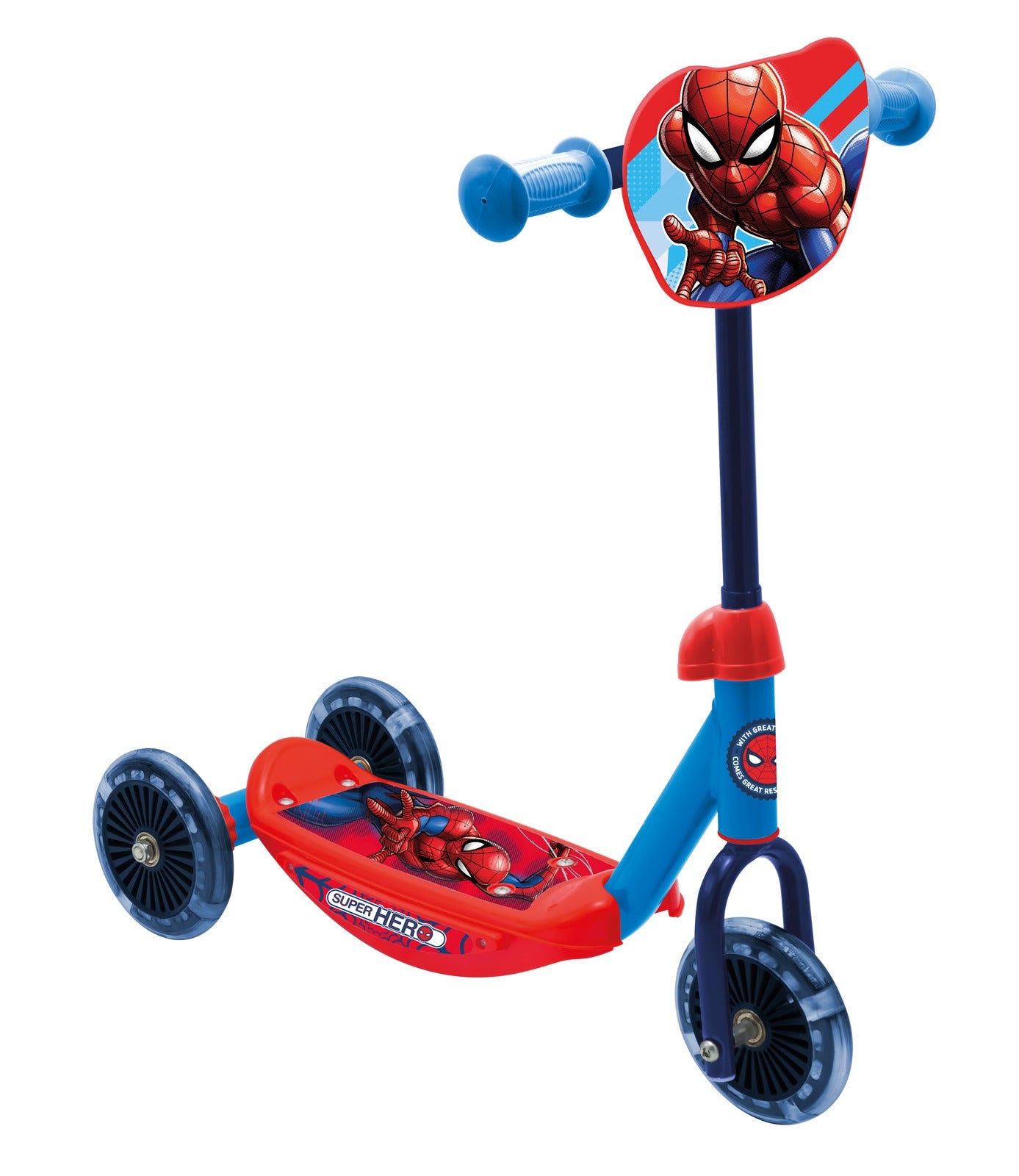 Spiderman Baby Scooter mit 3 Rädern – sicher & stabil für Fahranfänger bis max. 20 kg Körpergewicht
