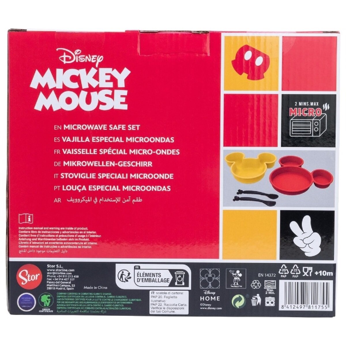 Disney Mickey Mouse Kindergeschirr-Set 4-teilig – Teller, Schale & Besteck in Geschenkbox