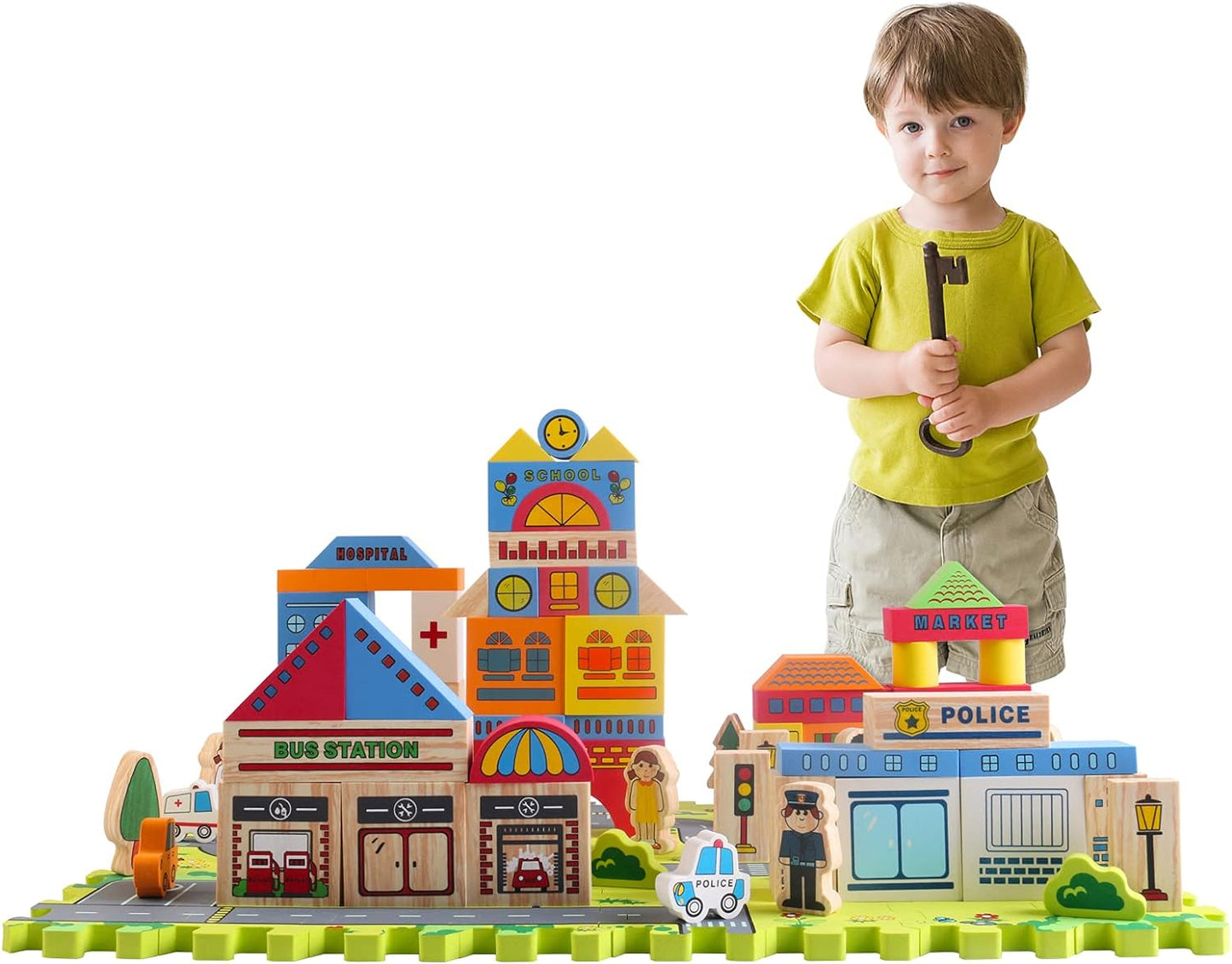 114-teiliges Spielset aus Schaumstoffbausteinen für die frühe Bildung, Bauen Sie spielerisch eine Stadt oder andere tolle Objekte
