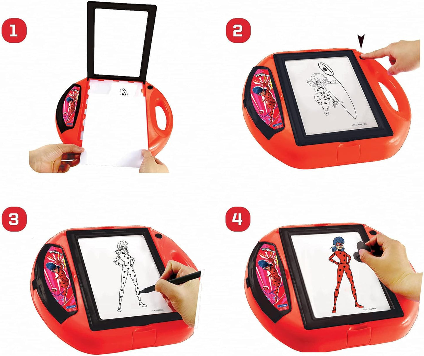 Miraculous Ladybug Zeichnungsprojektor mit Schablonen und Stempeln