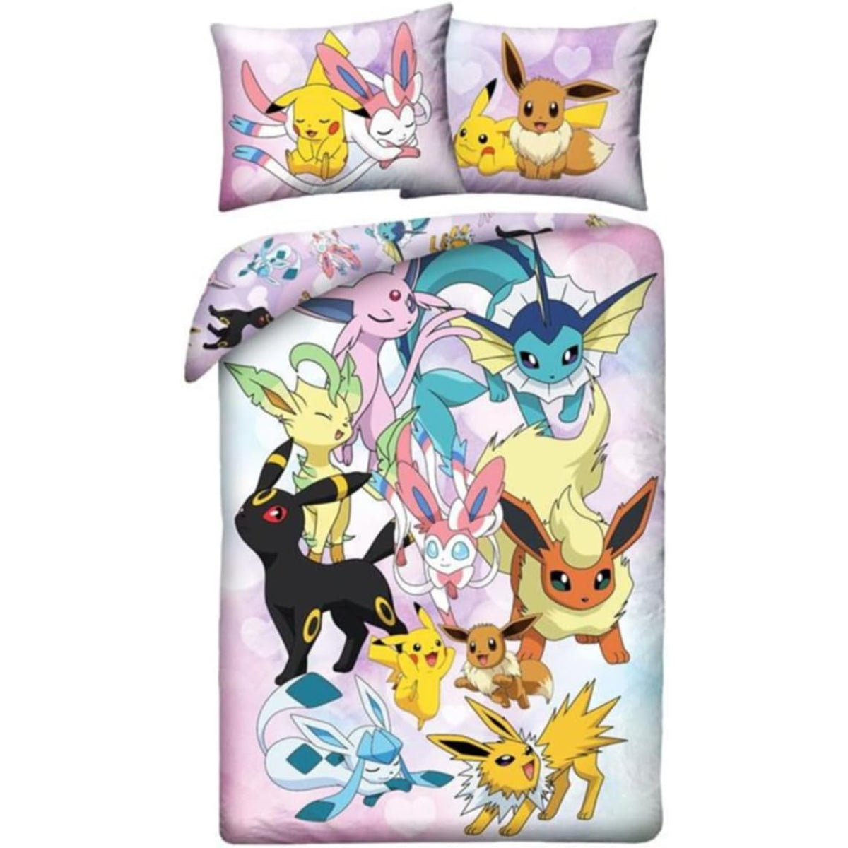 Pokémon Bettwäsche Set aus Mikrofaser Bettdeckenbezug 140 × 200 cm mit 70 × 90 cm Kissenbezug
