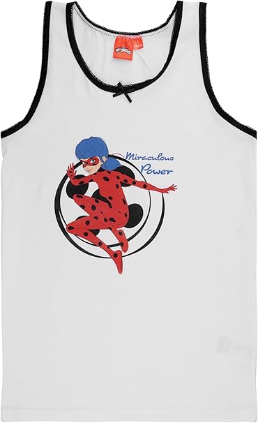 United Labels Miraculous Unterhemd für Mädchen - Ladybug Kinder Tank Top Hemdchen Unterwäsche Weiß/Grau