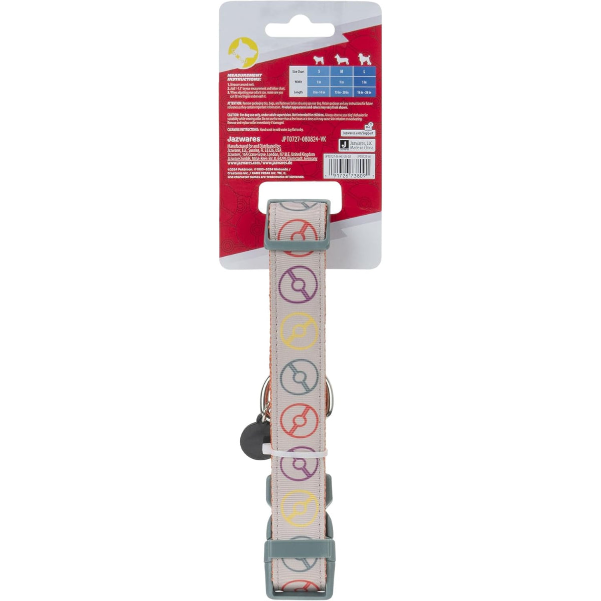 Pokemon Haustier Halsband Größe L mit Anhänger verstellbar 20 bis 35 cm buntes Design